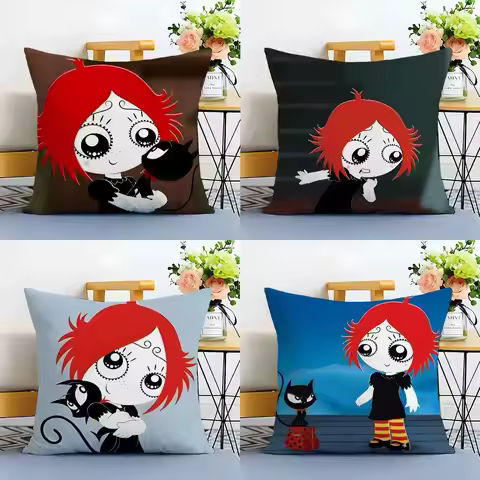 R-Ruby G-Gloom And Doom Kitty Pillow Case Anti-dustmite Pillowcase Invisible zipper silky plush Sofa