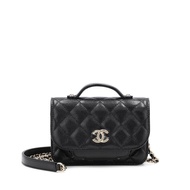Chanel Black Quilted Caviar Business Affinity Clutch On Chain Gold Hardware, 2022