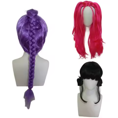 Kid Anime Purple Long Braid With Side Ponytail Integrated Tiger Mouth Clamp Children's Wig Halloween