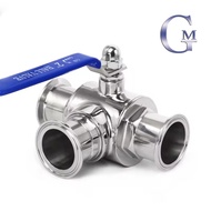 Pipe OD 19mm to51mm Ball Valve SS304 Stainless Steel Sanitary 3 Way Ball Valve L Port Ferrule Type F