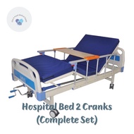 HOSPITAL BED 2 Cranks Complete Set with IV Pole Leatherette Matress Overbed Table for Home and Hospital Use Brand New Hospital or Medical Bed Two Functional Bed Nursing Bed for Patients Good Quality Product1.1.5