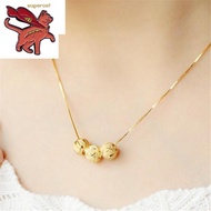 916 Gold Pawnable Necklace for Women-3 Transfer Beads Bring You Good Luck, Healthy and Auspicious Necklace