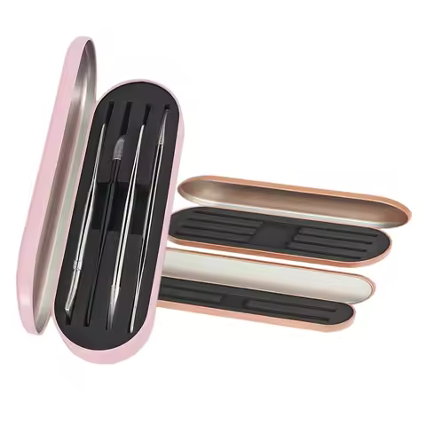 1 Pcs Eyelash Tweezer Storage Case Tinplate Material Easy To Carry Double Protection Different Size 