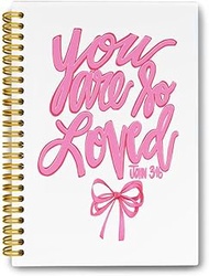 LiTiu Pink Bible Notebook, You are so Loved Spiral Journaling Aesthetic Notebook for School Teen Gir