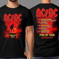 Ready Stock Baju AC DC PWR UP Australia Tour 2025 Summer Tee 100%Cotton Nov Dec Dates List Print Uni
