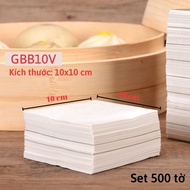Tieu Long Burger Dimsum Dumpling Lining Paper Set 500 Sheets Square Non-Stick Stencil Steamed Grill 