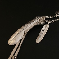 Yixiu Takahashi Goro goros S925 Sterling Silver Feather Necklace Silver Cake Small Feather Men Women