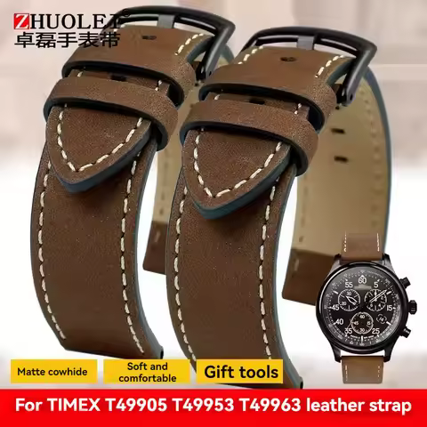 For Timex Expedition T49963 T49905 T49953 Series Wristband JEEP Matte Leather Watch Bracelet Men's C