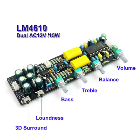 LM4610 Preamplifier Board 3D Surrounding Balance Audio Preamp NE5532 Bass Treble Tone Conrtol Stereo