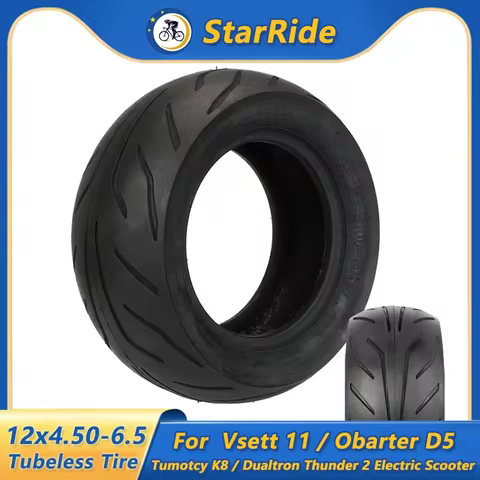 12x4.50-6.5 Tubeless Tire 12-Inch Vacuum Tyre For Vsett 11 Obarter D5 Tumotcy K8 Dualtron Thunder 2