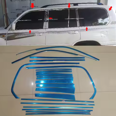 Full Stainless Chrome Car Decoration Window Protector Trims For Toyota Land Cruiser 100 FJ100 LC100