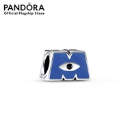 Pandora Disney Pixar Monsters Inc logo sterling silver charm with blue enamel and black crystal