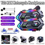 Y20 MAX Motorcycle Helmet Bluetooth Headset Intercom With Mixing RGB Colorful Light With Mixing V5.3