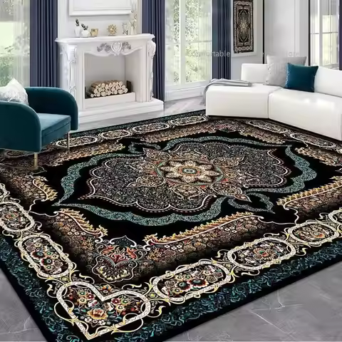 Persian Style Carpet for Living Room Home Decoration Retro Lounge Rug Soft Bedroom Carpet Non-slip B