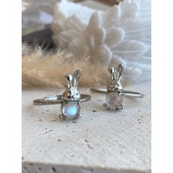 灰月光戒指 (S925银) Gray Moonstone Ring (S925 Silver)