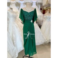 ♞EMERALD GREEN MOTHER DRESS FOR MOTHER OF THE BRIDE,  WEDDING, NINANG GOWN, FORMAL EVENTS GOWN