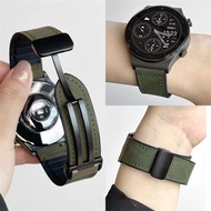 适用手表watch3真皮表带GT3智能手表4pro硅胶磁吸金属扣通用High-end Genuine Leather Strap with Bamboo Joint Pattern and Retro