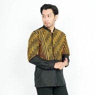 KEMEJA YG Koko BATIK Shirt For Adult Men LONG Sleeve From The FATIH INDONESIA BRAND, The Latest MODERN MUSLIM Tops, PREMIUM Office Uniforms, Luxury, Sturdy, Combination Of BATIK Motifs For Boys, Children, The Latest Eid COUPLE HASBY LONG BLACK GOLD