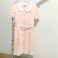 CUMAR粉色短袖洋裝-附腰帶