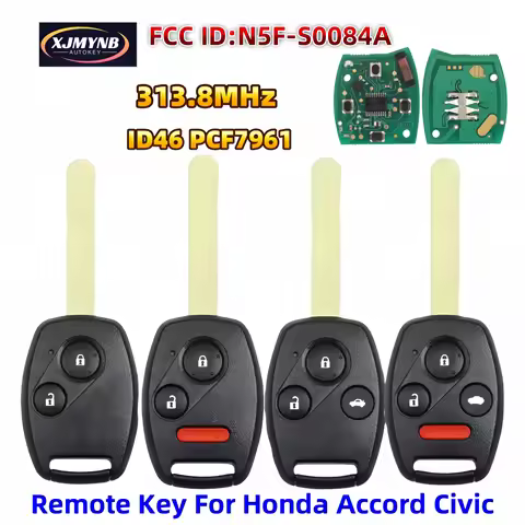XJMYNB N5F-S0084A 313.8MHz ID46 PCF7961 Chip Remote Car Key Alarm Fob For Honda Accord Civic Stream 