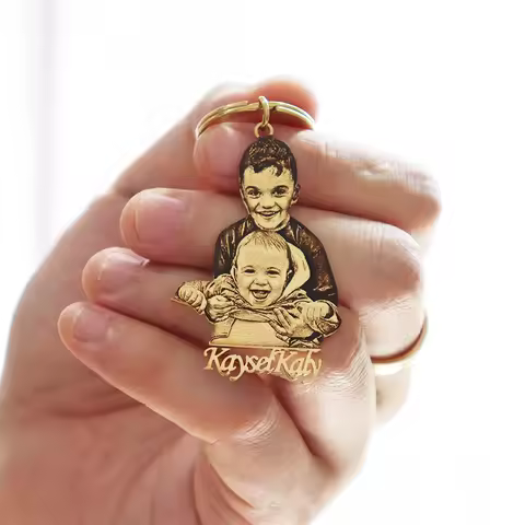 Personalized Baby Photo Keychain Engraved Family Picture Pendant Gifts Custom Dog Cat Keychain Memor