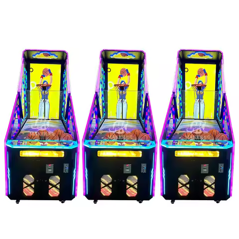Custom Lottery Ticket Machine Coin Operated Arcade 65 Inch Screen Street Shooting Hoop Basketball Ga