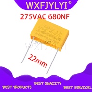 10pcs 0.68uF 10pcs capacitor X2 capacitor 275VAC 680NF Pitch 22mm X2 Polypropylene film capacitor 0.