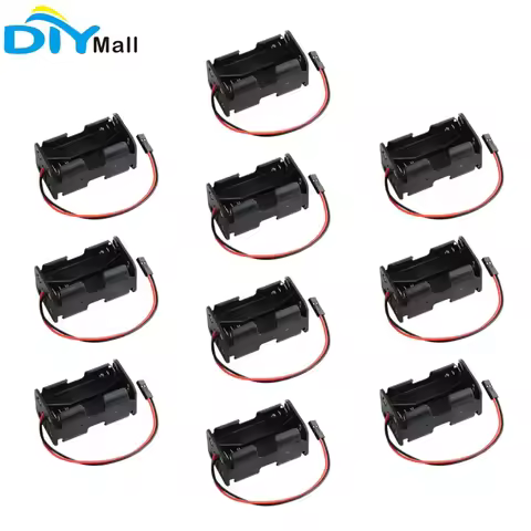 10pcs 4 Cell AA Battery Holder Case with 2Pin JR Connector for RC Servo Tester (6V Output)