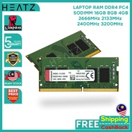 [KLstock 24H] Kingston DDR4 LAPTOP RAM 16GB 8GB 4GB 3200MHz 2400MHz 2666MHz 2133MHz SODIMM PC4 1.2V 