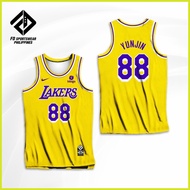 ↖ ∢ ♗ LOS ANGELES LAKERS CHAEWON YUNJIN EUNCHAE  KAZUHA FULL SUBLIMATED JERSEY