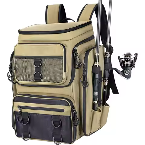 42L Multifunctional Fishing Bag, Large Capacity Fishing Rod Bag, Fishing Storage Backpack, Fishing T