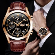 LIGE New Fashion Mens Watches Top Brand Luxury Military Quartz Watch Premium Leather Waterproof Sport Chronograph Watch