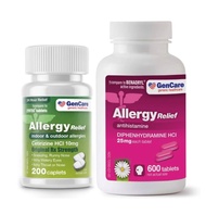 Allergy Relief Bundle: Cetirizine HCL 10mg (200 Count) + Diphenhydramine 25mg (600 Tablets) - Compre