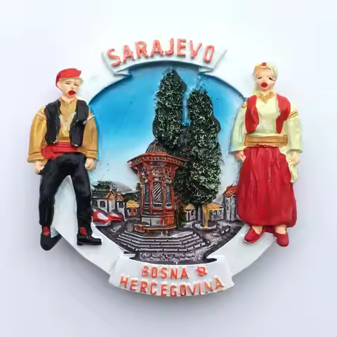 Bosnia and Herzegovina Sarajevo Landmark Attractions Humanities Tourism Souvenirs Magnetic Stickers 