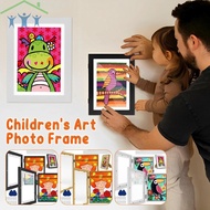 2Pcs Kids Art Frame Set A4 Front Opening Photo Frames with Stand Wooden Kids Artwork Display Frame f