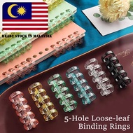 INS Transparent Retro Colourful 5-Hole Loose Leaf Binder Rings DIY Journal Scrapbooking Documents Bi