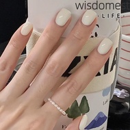 WISDOMEST1 False Nails, Round French Fake Nails, Detachable Short Solid Color Full Cover Nail Tips f