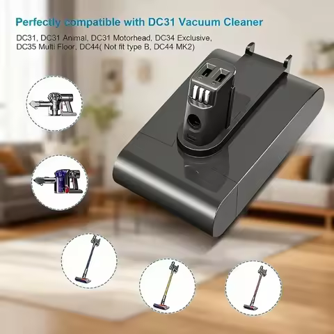 Rechargeable Lithium Battery 22.2V 6.0Ah (Type A) for Dyson DC31 DC34 DC35 DC44 DC45 Animal 917083-0