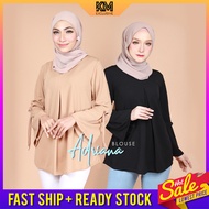 KM Muslimah Adriana Plus Size Ready Stock Front Slits Modern Blouse Baju Women Size Besar [B29866]