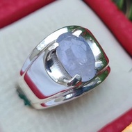 天藍色男士藍寶石戒指 - 橢圓形切割錫蘭藍寶石戒指