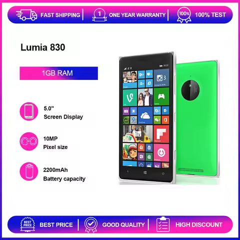 Unlocked Refurbished Lumia 830 10MP 5.0 inches Phone GSM 900 / 1800 2200mAh Bluetooth