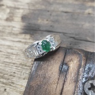 Zamrud Zambia Batu Permata Asli Cincin Perak | Zambian Emerald Natural Original Gemstone Silver Ring