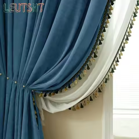 American European Style Curtains Retro Chenille Fabric Room Decor Bedroom Full Blackout High-end Ins