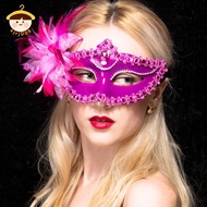 〔8C05〕 Dance Party Diamond Venetian Mask Feather Flower Wedding Carnival Performance Costume Sexy La