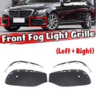 1Pair Car Front Bumper Fog Light Grille Fog Lamp Grill Cover With Chrome Strip For Mercedes-Benz E Class W213 2016-2020