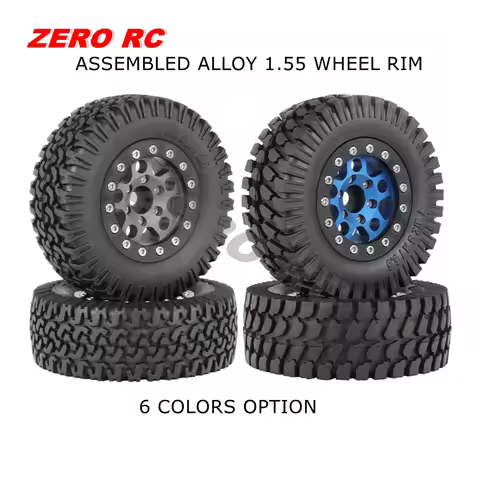 Assembled Metal 5-Spoke 1.55" Beadlock Wheel + 76mm Tires For 1/10 1/12 MINI Rc Rock Truck WPL MN FM