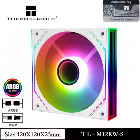 Thermalright TL-M12RW-S 1/3/5PCS CPU Fan 120mm Case Cooler ARGB 4pin PWM Silent Computer Fan Desktop
