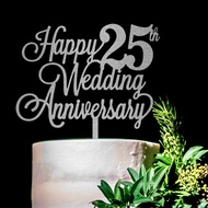 Happy 25th wedding anniversary acrylic cake topper | Wedding cake decorations