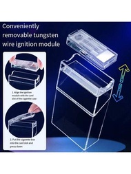1入組透明led燈電子打火機香煙盒,密封防潮,男士香煙收納盒,男友禮物