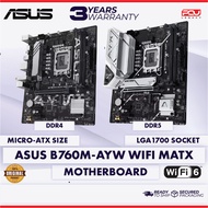 ASUS B760M-AYW WIFI LGA1700 DDR4 / DDR5 MATX MOTHERBOARD (3 YEARS WARRANTY)
